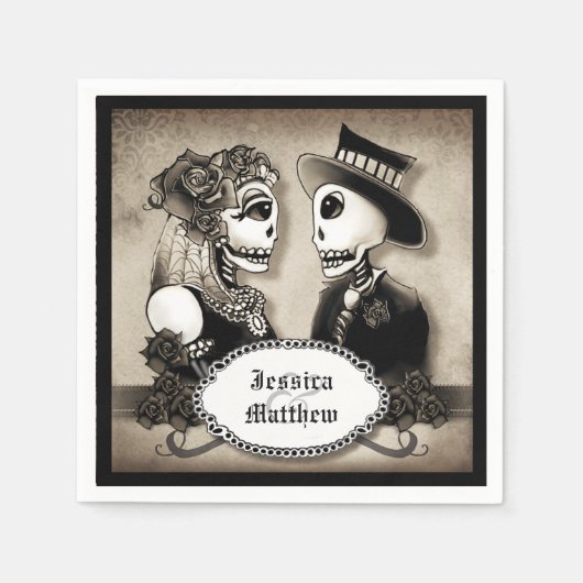 Halloween Skeletons Antike Namen Hochzeiten Napkin Serviette (Vorderseite)