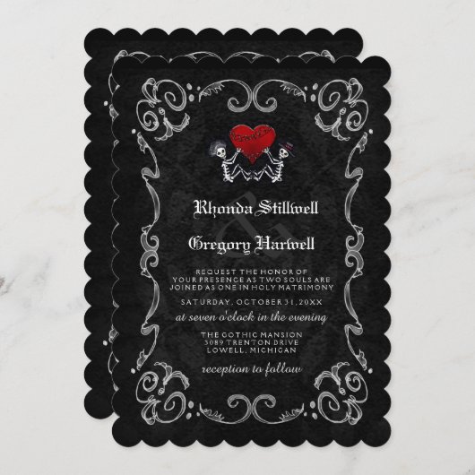 Halloween Skeletons EMPFANG INFO AUF BACK Einladung (Vorne/Hinten)