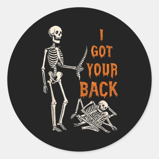 Halloween Skeletons Ive Got Your Back Costume Men  Runder Aufkleber (Vorderseite)