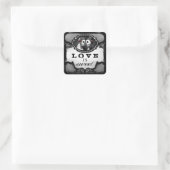 Halloween Skeletons Liebe ist Sweet Square Quadratischer Aufkleber (Tasche)