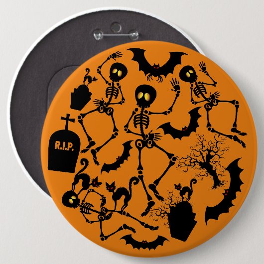 Halloween Skeletons Macabre Dance Button (Vorne & Hinten)