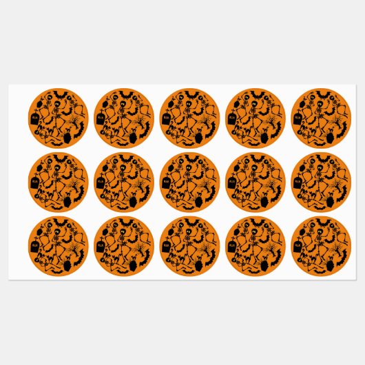 Halloween Skeletons Macabre Dance Etiketten (Blatt)