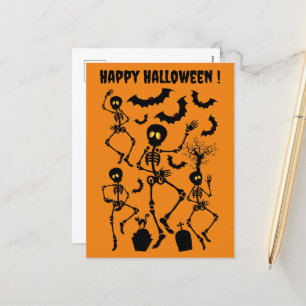 Halloween Skeletons Macabre Dance Feiertagspostkarte