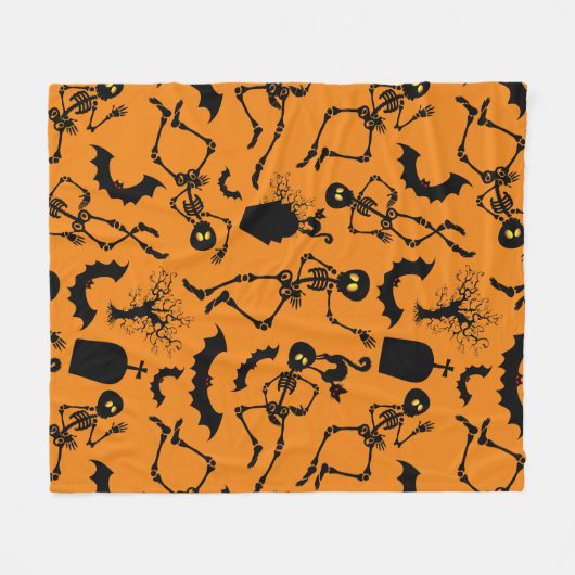 Halloween Skeletons Macabre Dance Fleecedecke (Vorderseite (Horizontal))