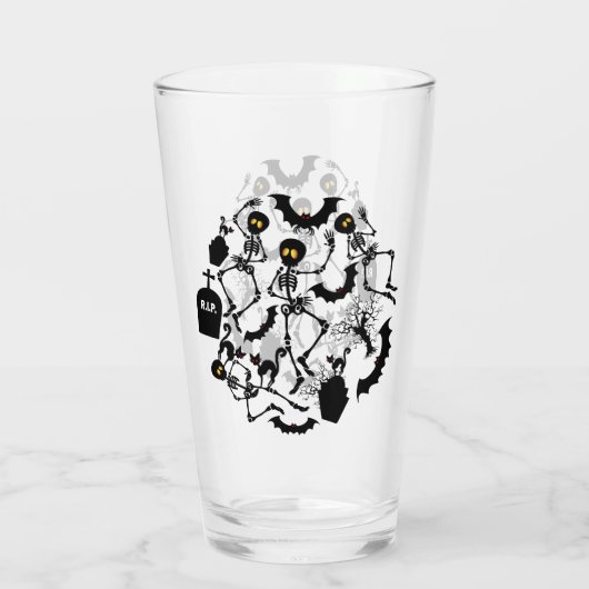 Halloween Skeletons Macabre Dance Glas (Rückseite)
