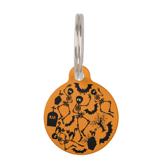 Halloween Skeletons Macabre Dance Haustiermarke (Vorderseite)