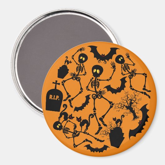 Halloween Skeletons Macabre Dance Magnet (Vorderseite/Rückseite)