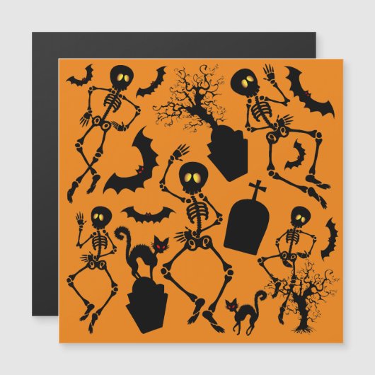 Halloween Skeletons Macabre Dance Magnetkarte (Vorne/Hinten)