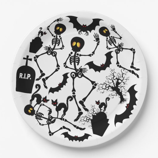Halloween Skeletons Macabre Dance Pappteller (Vorderseite)