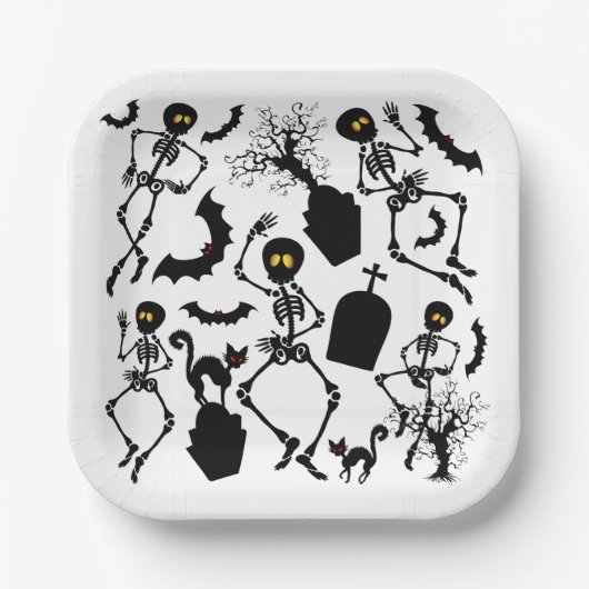 Halloween Skeletons Macabre Dance Pappteller (Vorderseite)