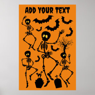 Halloween Skeletons Macabre Dance Poster