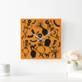 Halloween Skeletons Macabre Dance Quadratische Wanduhr (Zuhause)