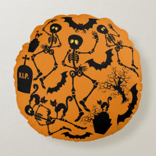 Halloween Skeletons Macabre Dance Rundes Kissen