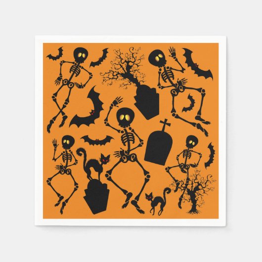 Halloween Skeletons Macabre Dance Serviette (Vorderseite)