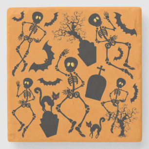 Halloween Skeletons Macabre Dance Steinuntersetzer