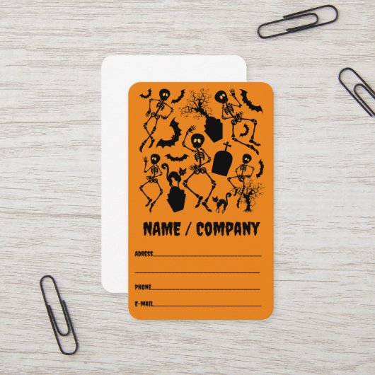 Halloween Skeletons Macabre Dance Visitenkarte (Vorderseite/Rückseite Beispiel)