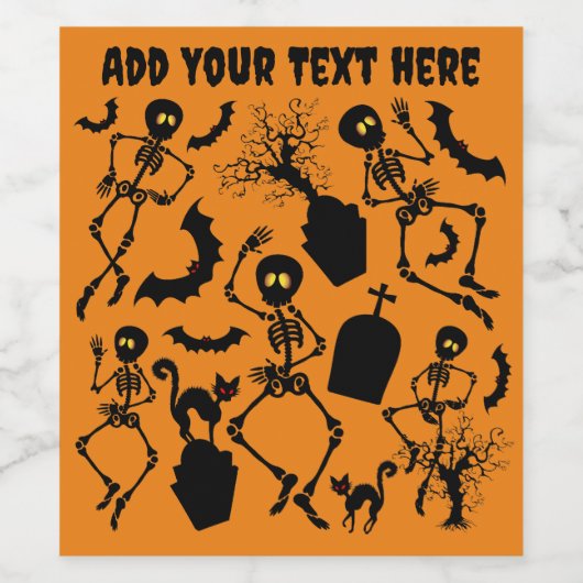 Halloween Skeletons Macabre Dance Weinetikett (Einzelnes Label)