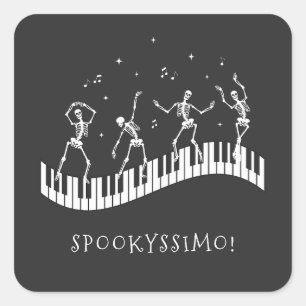 Halloween Skeletons Musiklehrer Spooky Rewards Quadratischer Aufkleber