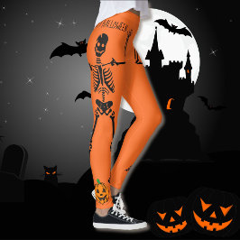 Halloween Skeletons Orange Kürbislaterne Party Leggings