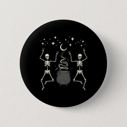 Halloween Skeletons Tanz Hexe Cauldron Kostüm W Button (Vorderseite)