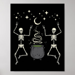 Halloween Skeletons Tanz Hexe Cauldron Kostüm W Poster