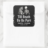 Halloween Skeletons Till Death Do Us Part Wedding Quadratischer Aufkleber (Tasche)