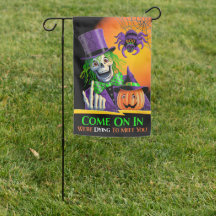 Halloween Skelett an reversibler Gartenflagge
