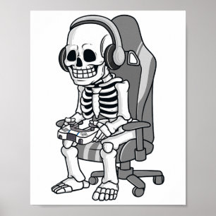Halloween Skelett Beängstigend Gamer Boys Kids Poster