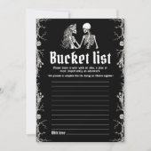 Halloween Skelett Brautparty Bucket List Game Einladung (Vorderseite)