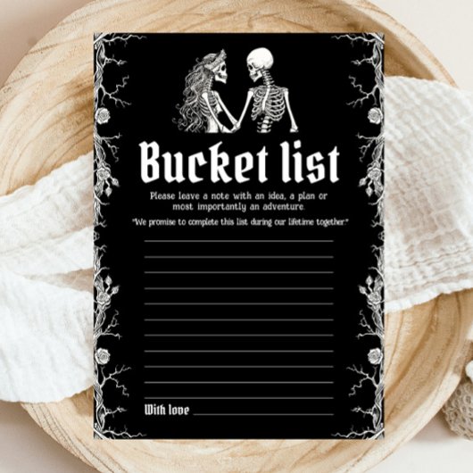 Halloween Skelett Brautparty Bucket List Game Einladung
