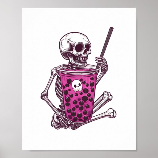 Halloween-Skelett-Bubble-Tea Poster (Vorne)