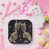 Halloween-Skelett Champagner Toast Pappteller (Party)