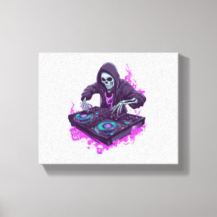 Halloween-Skelett-DJ Leinwanddruck