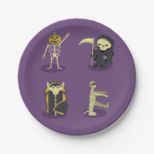 Halloween-Skelett-Dracula-Mumie-Sense des Todes Pappteller