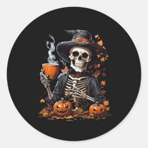 Halloween Skelett Drink Kaffee Horror für Frauen Runder Aufkleber