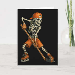 Halloween-Skelett-Eishockey Gruselige Saison Sport Karte
