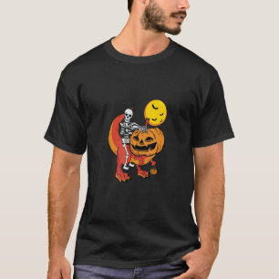 Halloween-Skelett fährt Dinosaurier-Kürbis Rex T-Shirt