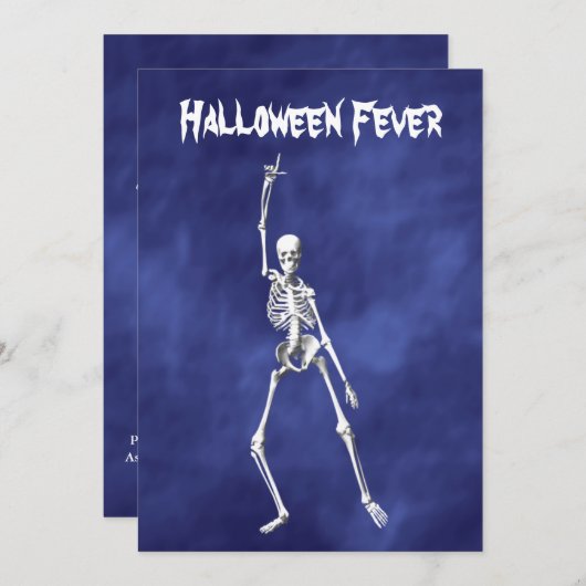 Halloween-Skelett Fieber Einladung auf Lila Haze (Vorne/Hinten)