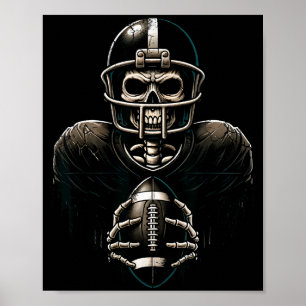 Halloween-Skelett-Footballspieler Soky Srts Grafik Poster