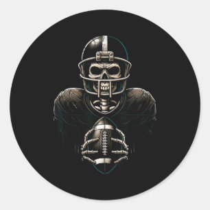 Halloween-Skelett-Footballspieler Soky Srts Grafik Runder Aufkleber
