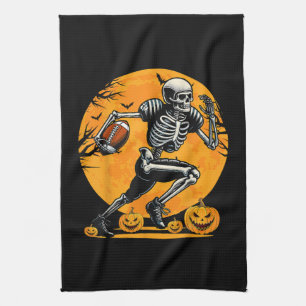 Halloween-Skelett-Fußballspieler läuft Geschirrtuch