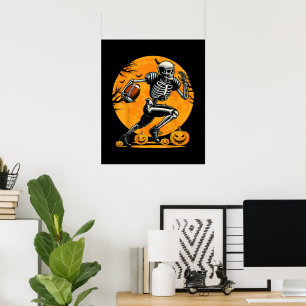 Halloween-Skelett-Fußballspieler läuft Poster