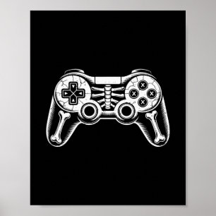 Halloween-Skelett-Gamer Lustiges Video-Gaming-Geek Poster