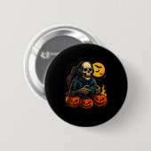 Halloween-Skelett-Gamer Mit Kürbis-Controller Button (Vorne & Hinten)