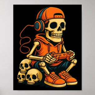 Halloween-Skelett-Gamer-Video-Gaming-Geist-Hallow Poster