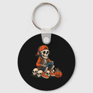 Halloween-Skelett-Gamer-Video-Gaming-Geist-Hallowe Schlüsselanhänger