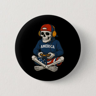 Halloween-Skelett-Gamer-Video-Gaming-lustiges-Skel Button