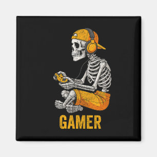 Halloween-Skelett-Gamer-Video-Gaming-Spaß-Skelett Magnet