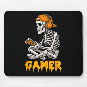 Halloween-Skelett-Gamer-Video-Gaming-Spaß-Skelett Mousepad
