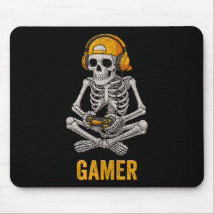 Halloween-Skelett-Gamer-Video-Gaming-Spaß-Skelett Mousepad